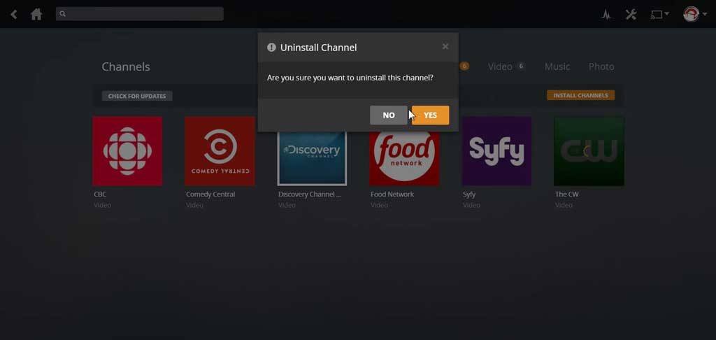 Uninstall will remove the channel from your server