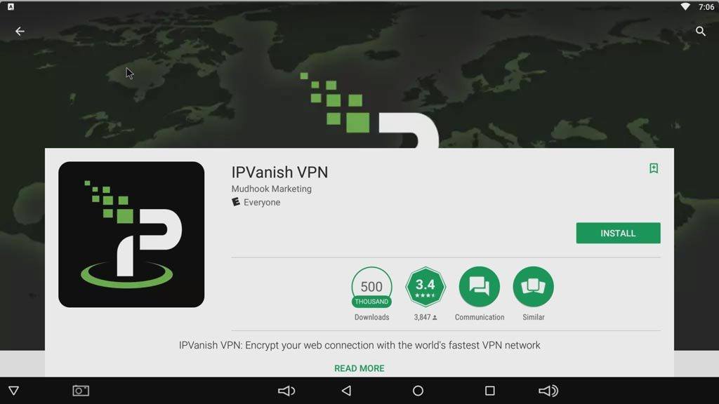 To install the IPVanish Android app, simply click Install