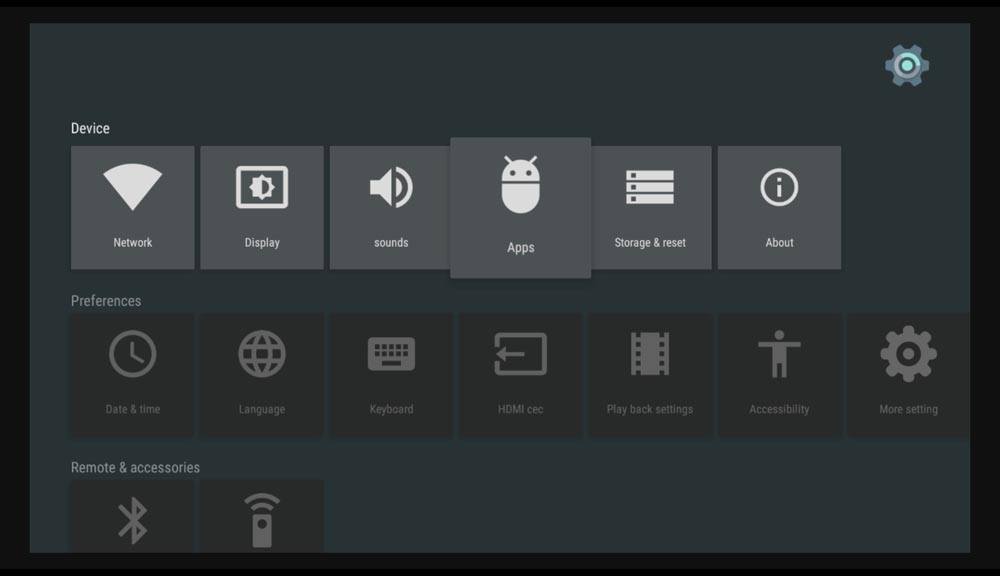 How do I reset Kodi on Android box - Settings screen