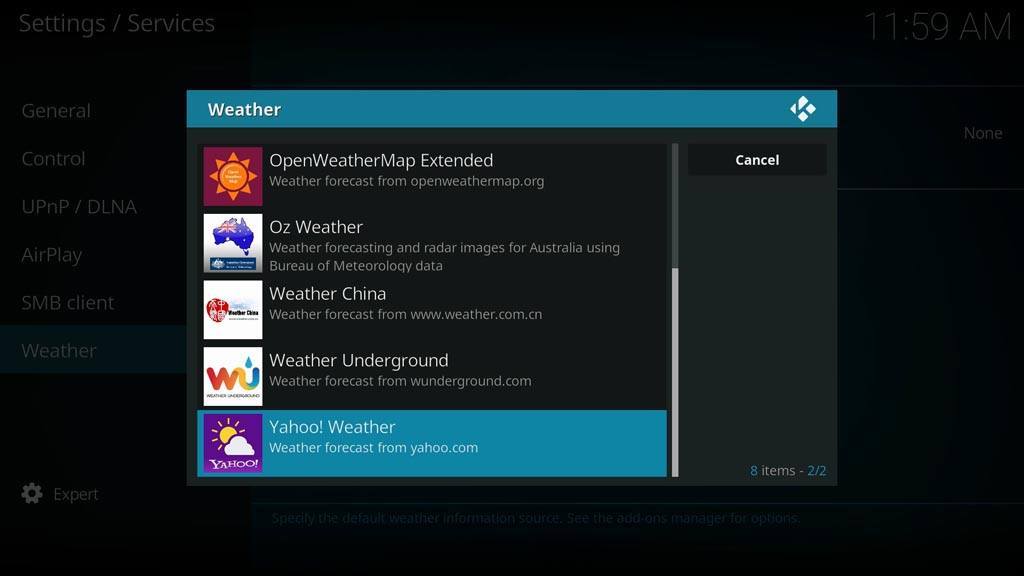 Installing Weather Add-ons