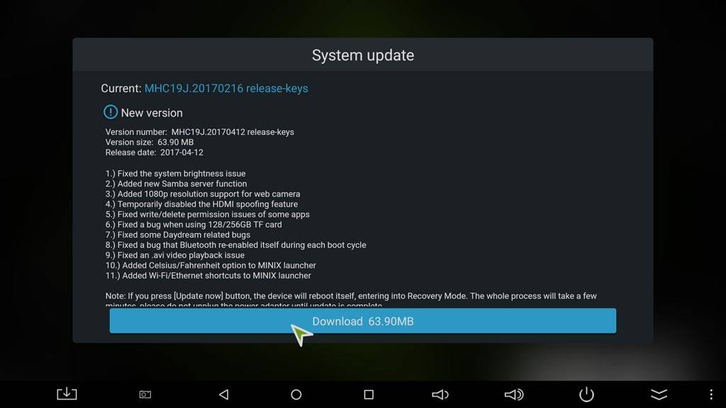 minix neo u9 h system update